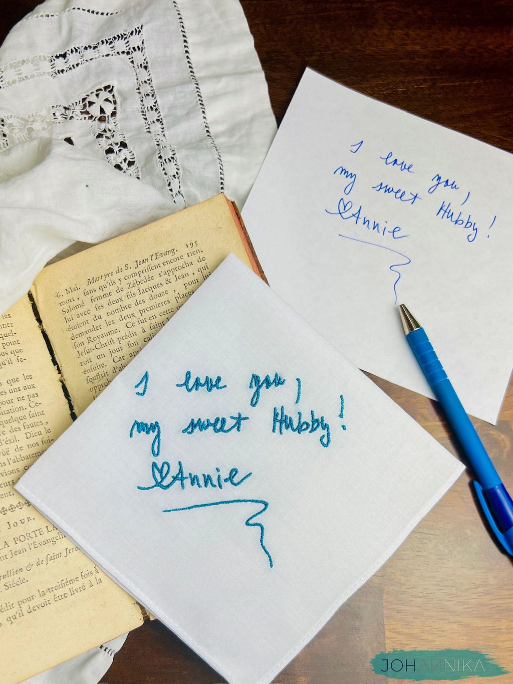 Custom Handwriting Embroidered Handkerchief
