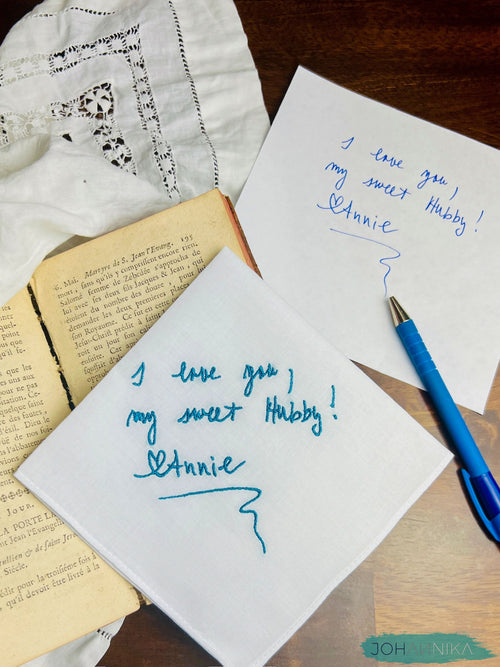 Custom Handwriting Embroidered Handkerchief