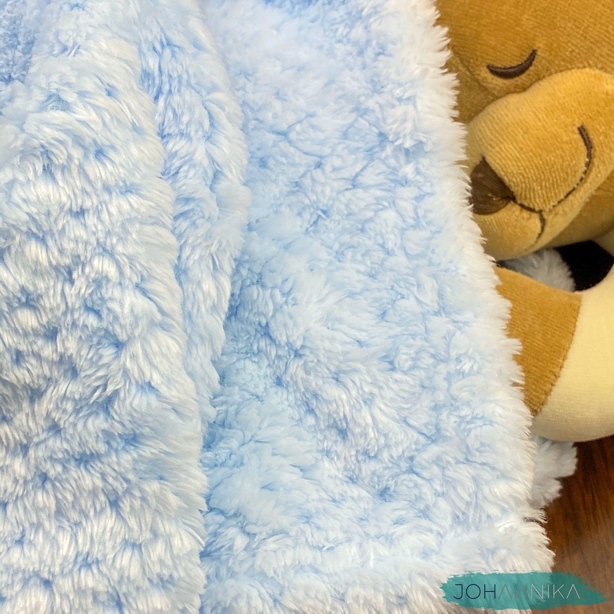 Plush Blue Elephant Embroidered Blanket