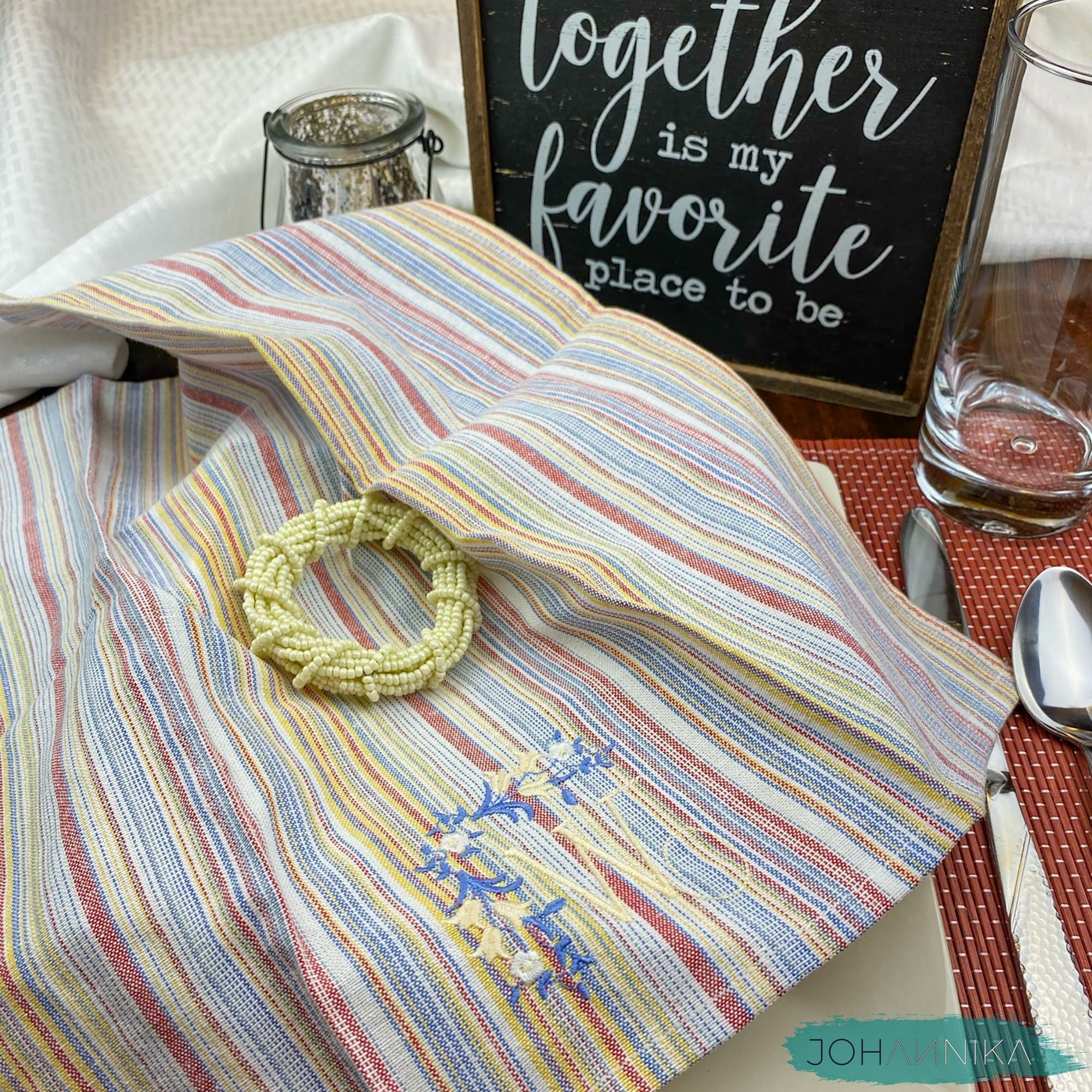 Monogrammed Cloth Dinner Napkins, Set of 4