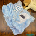 Plush Blue Elephant Embroidered Blanket