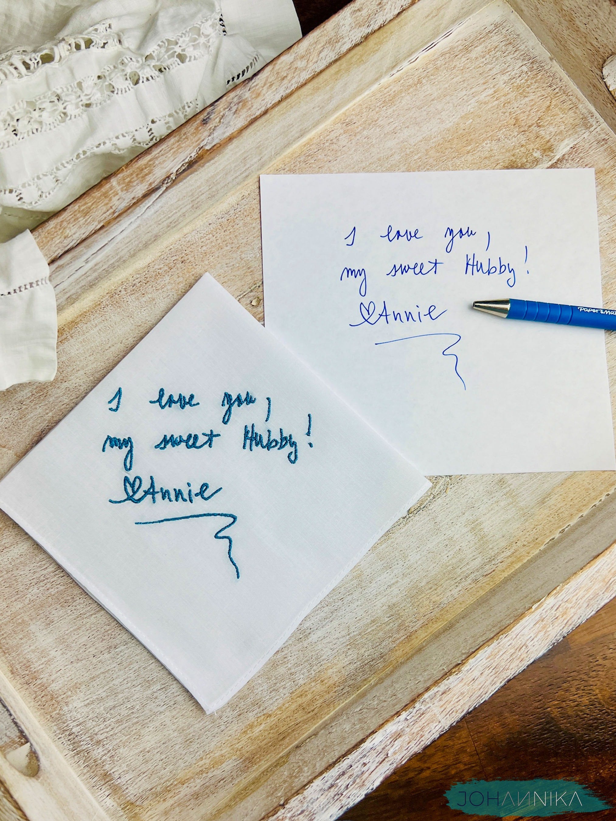 Custom Handwriting Embroidered Handkerchief