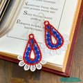 Slovak Lace Earrings - White, Blue, Red