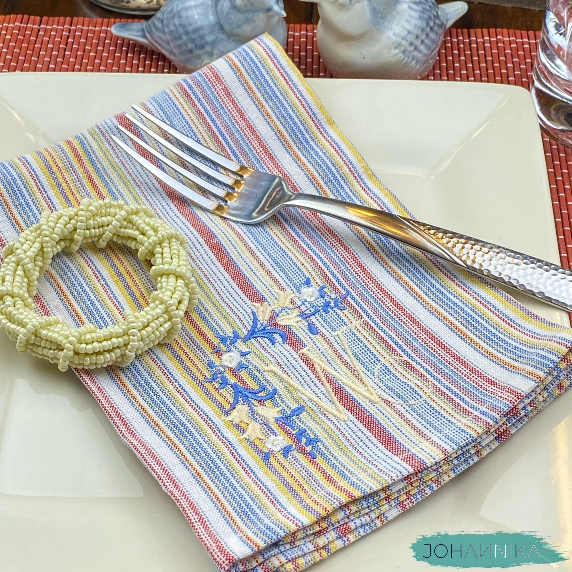 Monogrammed Cloth Dinner Napkins, Set of 4