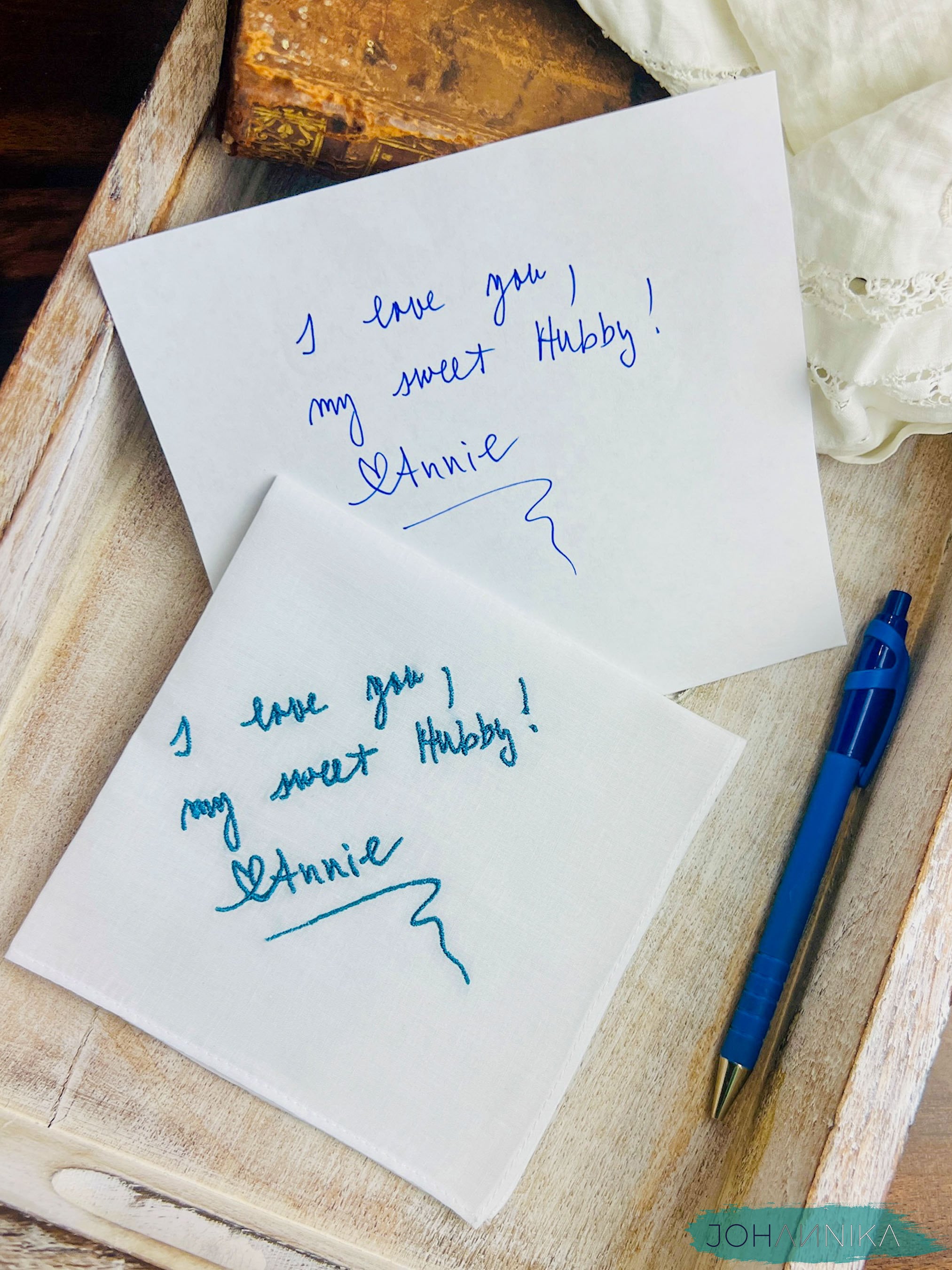 Custom Handwriting Embroidered Handkerchief