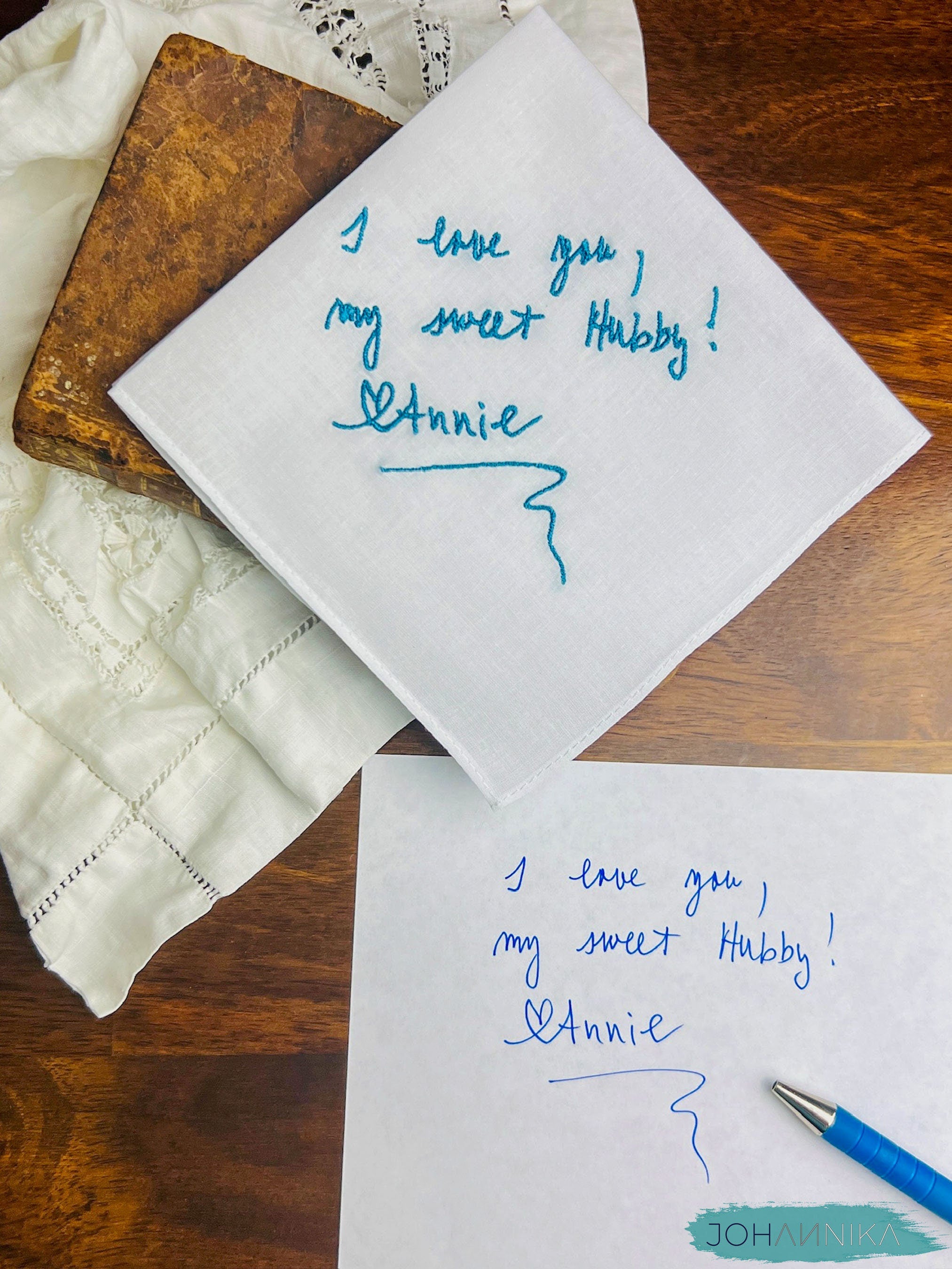 Custom Handwriting Embroidered Handkerchief