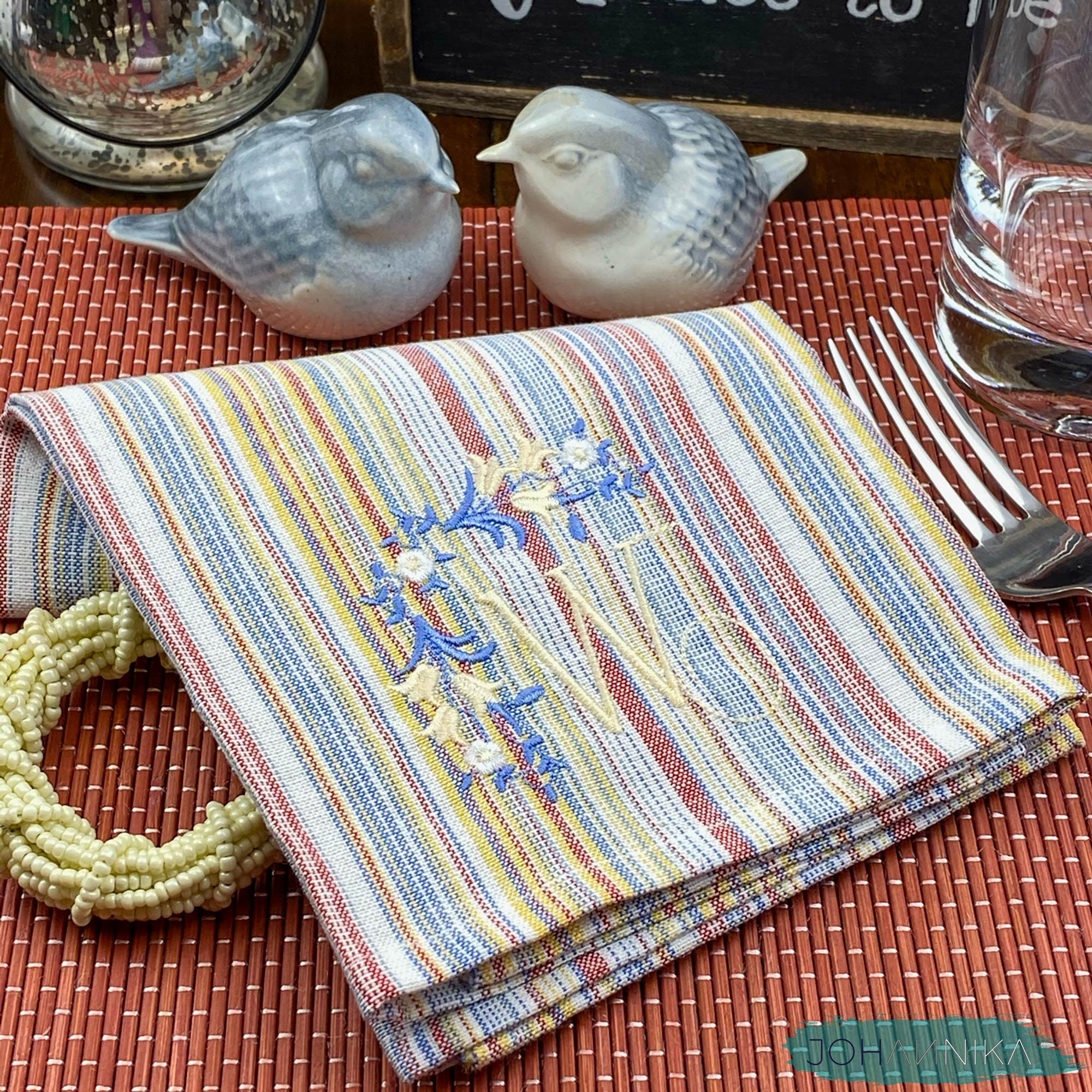 Monogrammed Cloth Dinner Napkins, Set of 4
