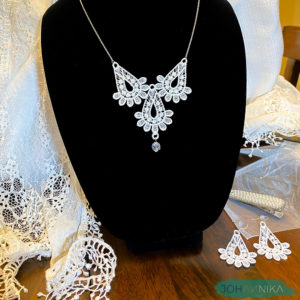 Bridal Lace Necklace with a Swarovski Crystal