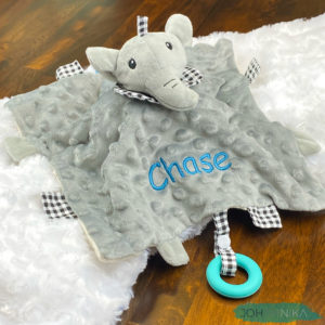 Elephant Lovey with Round Silicone Teether