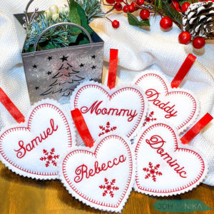 Personalized White Felt Heart Ornament