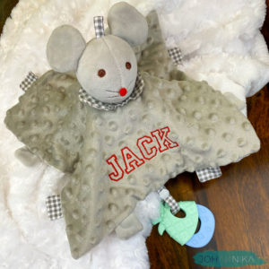 Boy Mouse Lovey with Silicone Teether
