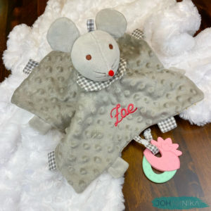 Girl Mouse Lovey with Silicone Teether